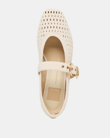 Mikel Suede Creme Flats Shoes in at Wrapsody