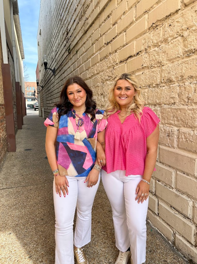 Pink Dreams Textured Blouse Tops in  at Wrapsody