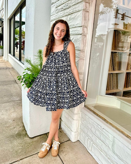 Dainty in Navy Mini Dress Dresses in  at Wrapsody