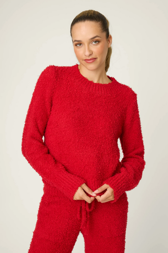 PJ Salvage Bundle Up Boucle Red Sweater Loungewear in S at Wrapsody