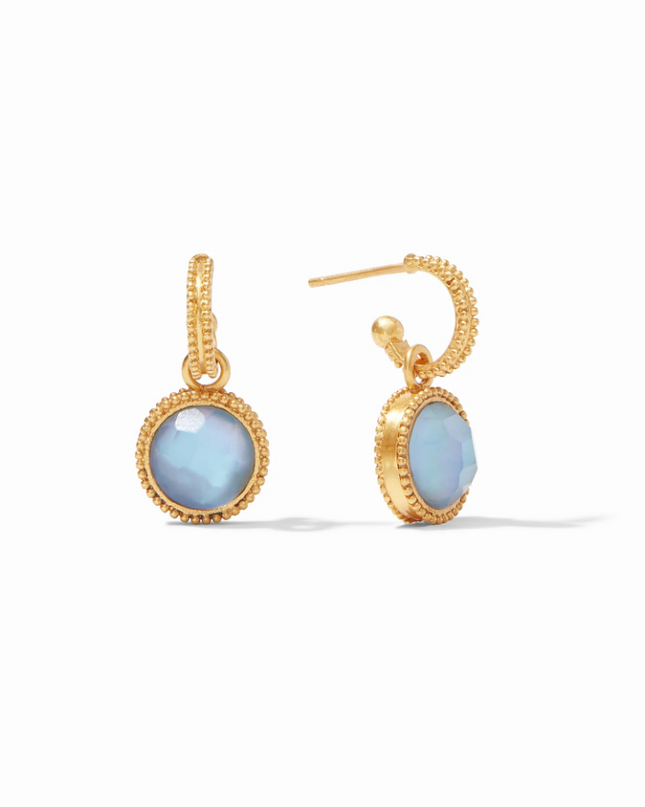 Julie Vos Fleur-de-Lis Hoop & Charm Earring Earrings in Chalcedony Blue at Wrapsody