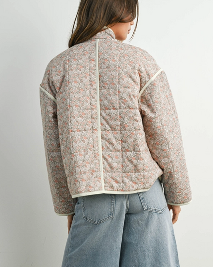 Floral Mauve/Ivory Quilted Jacket