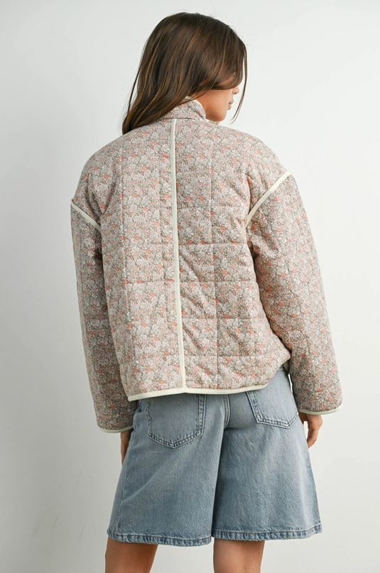 Floral Mauve/Ivory Quilted Jacket