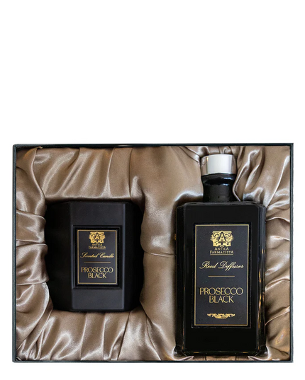 Antica Black Prosecco Gift Set Candles in  at Wrapsody