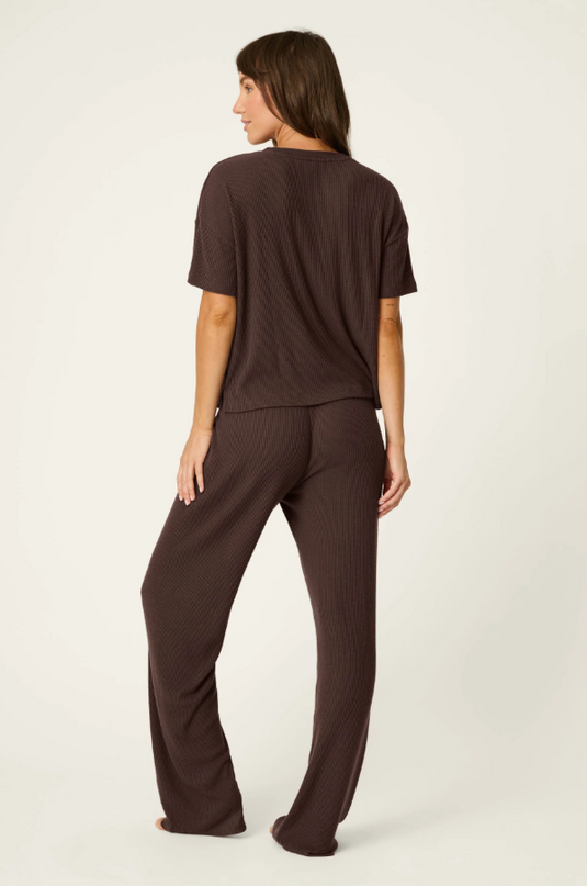 PJ Salvage Textured Essentials Chocolate Set Loungewear in at Wrapsody