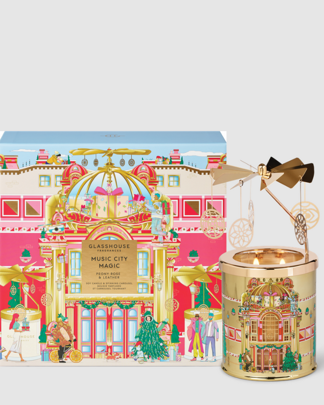 Glasshouse Candle 13.4oz Music City Magic Spinning Carousel Set Candles in at Wrapsody