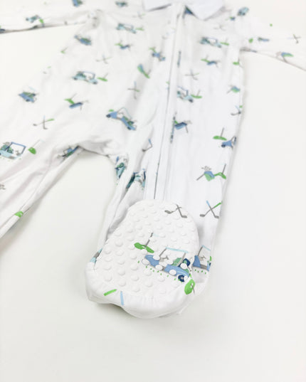 Angel Dear Polo Blue Golf Carts 2-Way Zipper Footie Baby in at Wrapsody