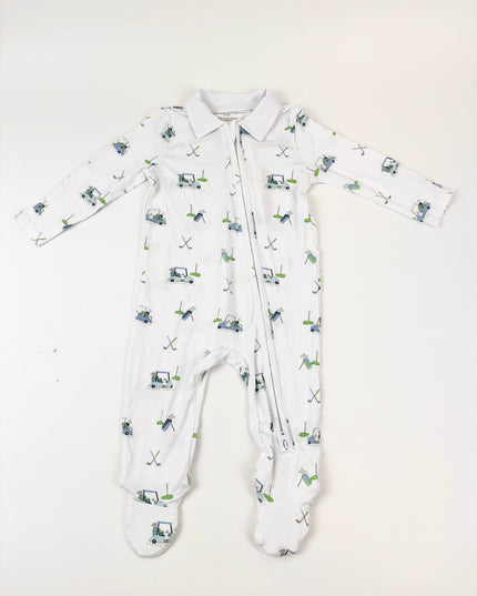 Angel Dear Polo Blue Golf Carts 2-Way Zipper Footie Baby in at Wrapsody