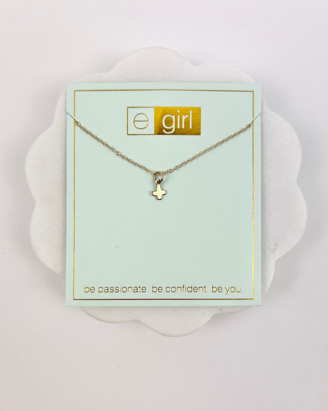 eGirl 14" Signature Cross Small Necklace Necklaces in  at Wrapsody