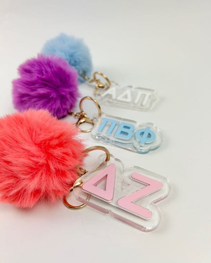 PomPom Acrylic Keychain Greek in  at Wrapsody