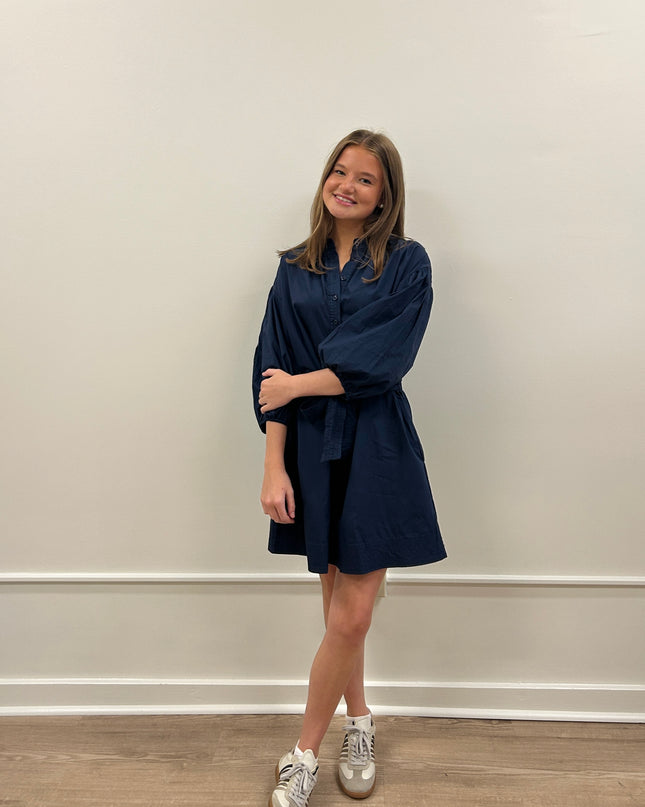 Lexi Poplin Navy Dress Dresses in at Wrapsody