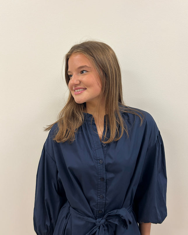 Lexi Poplin Navy Dress Dresses in at Wrapsody