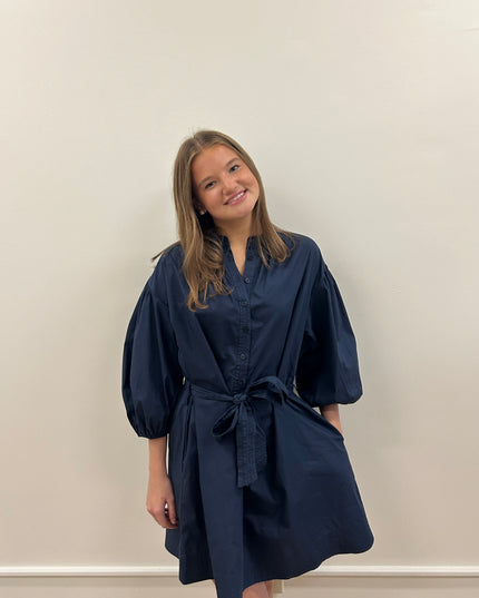 Lexi Poplin Navy Dress Dresses in at Wrapsody
