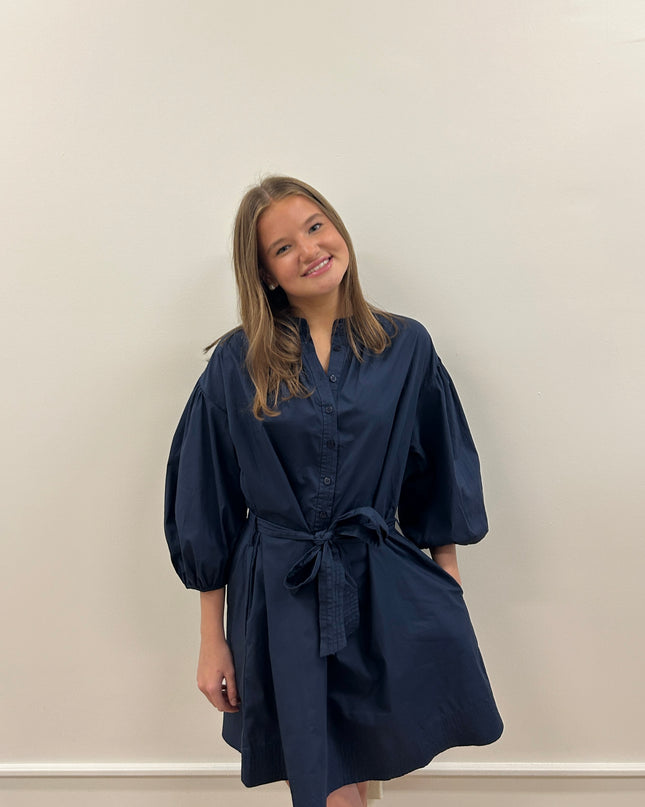 Lexi Poplin Navy Dress Dresses in at Wrapsody