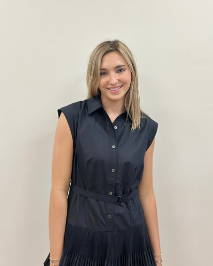 Pretty in Pleats Navy Mini Dress Dresses in at Wrapsody