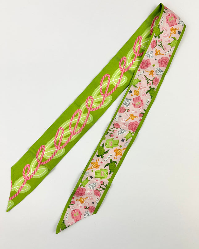 Sorority Silk Scarf Greek in Delta Zeta at Wrapsody