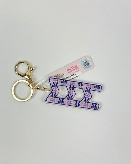 Sorority Printed Acrylic Keychain Greek in Sigma Sigma Sigma at Wrapsody