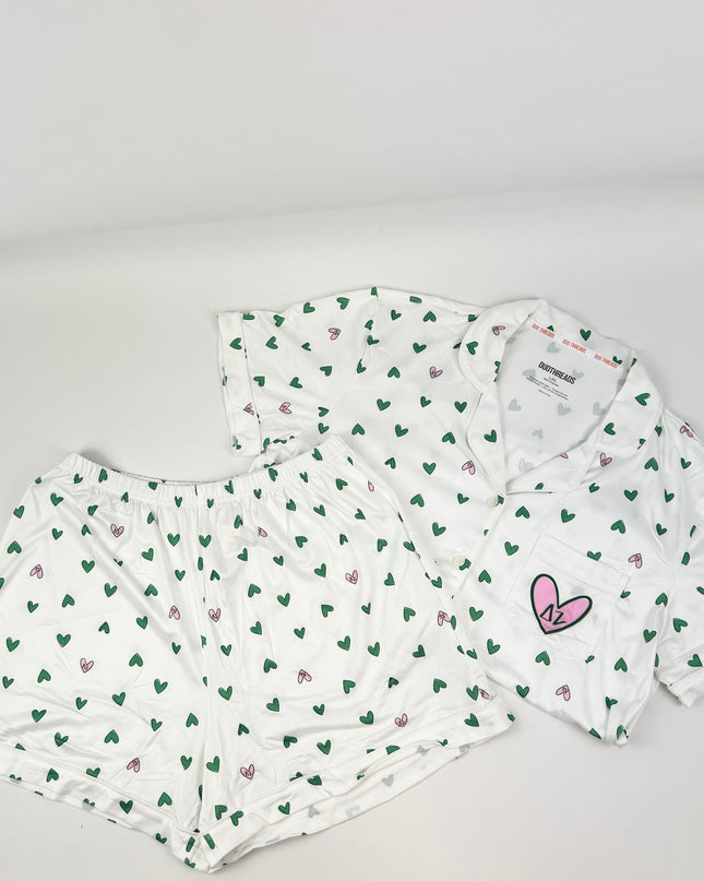 Sorority Heart PJ Set Greek in Delta Zeta at Wrapsody