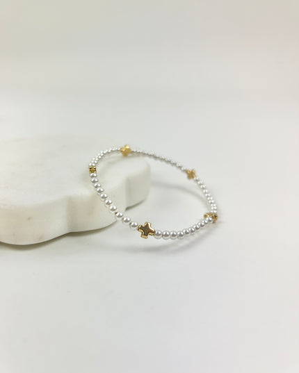 Enewton 3mm Pearl Signature Cross Bracelet Bracelets in at Wrapsody