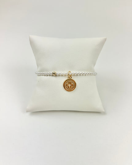 Enewton 3mm Pearl Signature Cross Disc Bracelet Bracelets in at Wrapsody