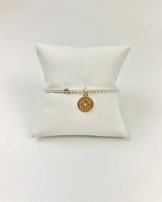 Enewton 3mm Pearl Signature Cross Disc Bracelet Bracelets in at Wrapsody