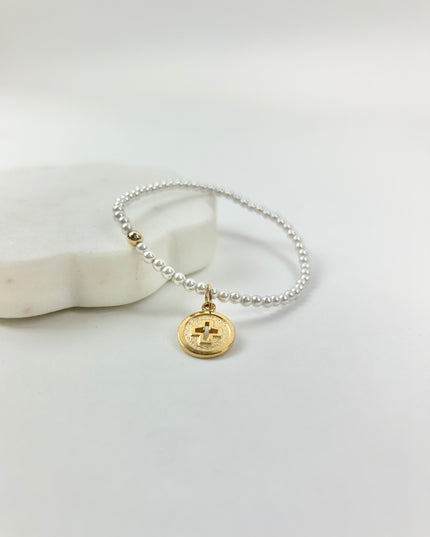 Enewton 3mm Pearl Signature Cross Disc Bracelet Bracelets in at Wrapsody