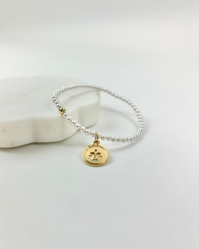Enewton 3mm Pearl Signature Cross Disc Bracelet Bracelets in at Wrapsody