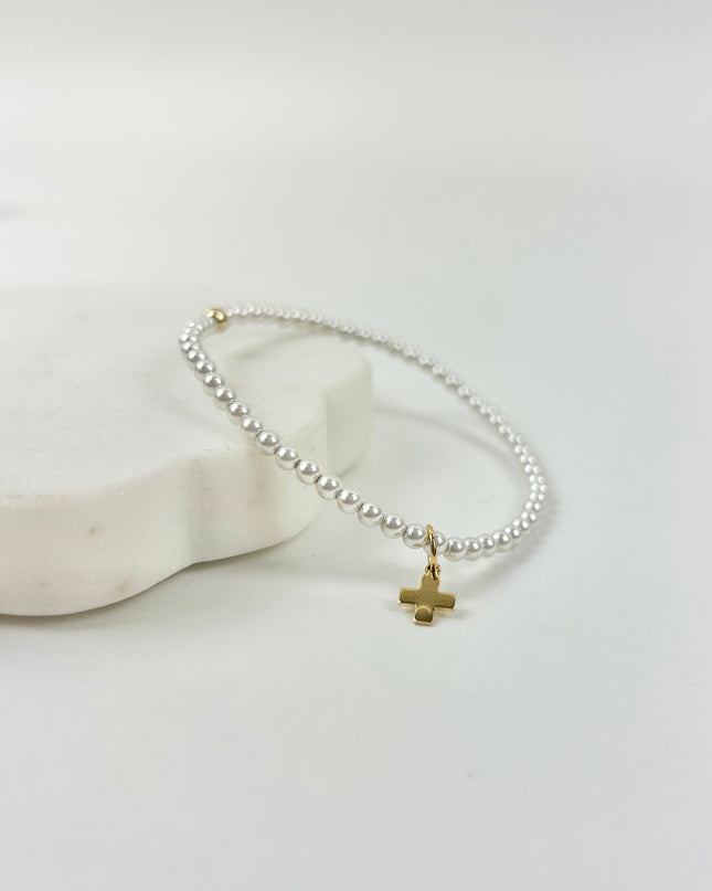 Enewton 3mm Pearl Signature Cross Charm Bracelet Bracelets in at Wrapsody