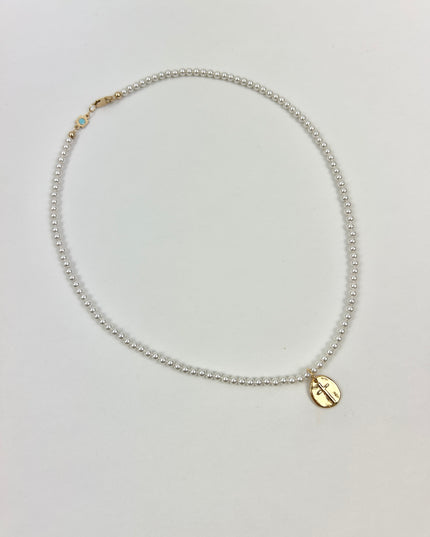 Enewton 15" 3mm Pearl Bead Inspire Small Charm Choker Necklaces in at Wrapsody