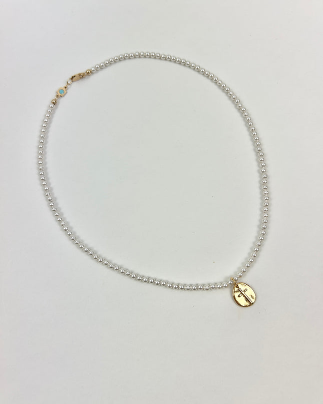 Enewton 15" 3mm Pearl Bead Inspire Small Charm Choker Necklaces in at Wrapsody