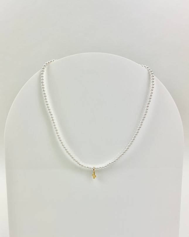 Enewton 15" 3mm Pearl Bead Signature Cross Choker Necklaces in at Wrapsody
