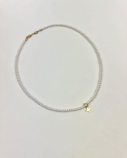 Enewton 15" 3mm Pearl Bead Signature Cross Choker Necklaces in at Wrapsody