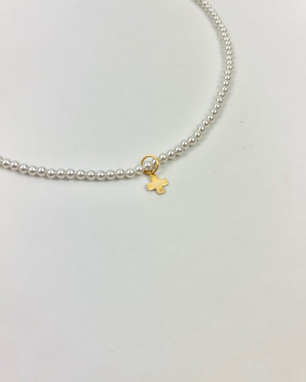 Enewton 15" 3mm Pearl Bead Signature Cross Choker Necklaces in at Wrapsody