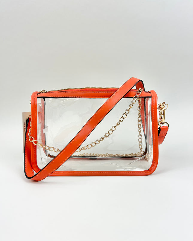 Clear Orange Crossbody Rectangle Bag Handbags in at Wrapsody