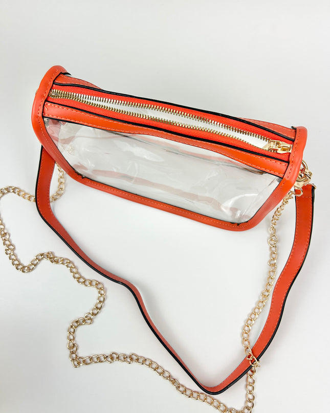 Clear Orange Crossbody Rectangle Bag Handbags in at Wrapsody