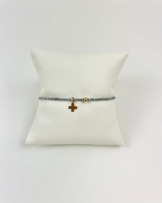 Enewton Faceted Silver Hematite 2mm Signature Cross Charm Bracelet Bracelets in at Wrapsody