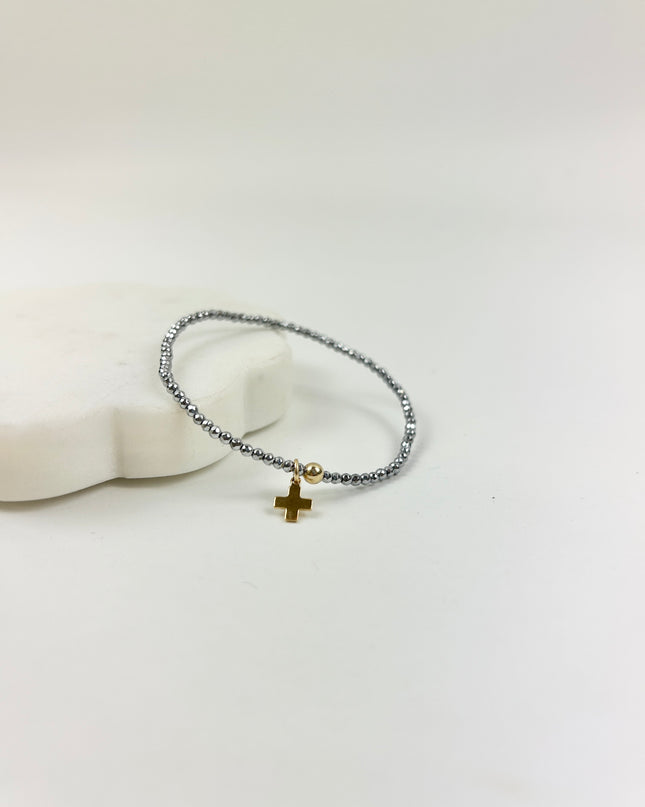 Enewton Faceted Silver Hematite 2mm Signature Cross Charm Bracelet Bracelets in at Wrapsody