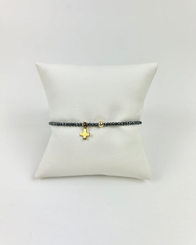 Enewton Faceted Hematite 2mm Signature Cross Charm Bracelet Bracelets in at Wrapsody