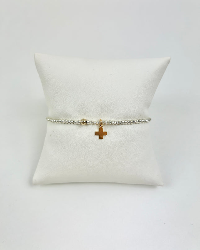Enewton Faceted Bright Silver Hematite 2mm Signature Cross Charm Bracelet Bracelets in at Wrapsody