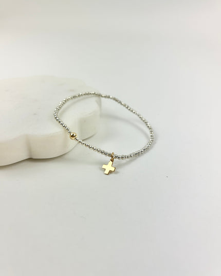 Enewton Faceted Bright Silver Hematite 2mm Signature Cross Charm Bracelet Bracelets in at Wrapsody