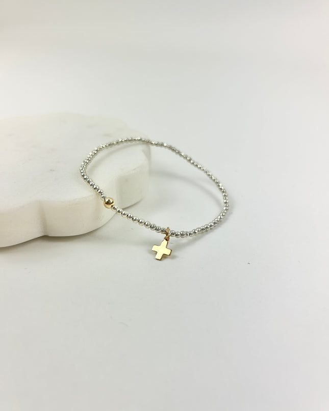 Enewton Faceted Bright Silver Hematite 2mm Signature Cross Charm Bracelet Bracelets in at Wrapsody