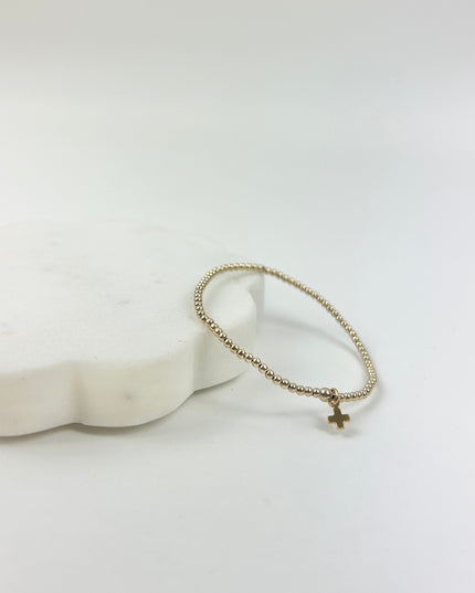 eGirl Signature Cross Small Charm 2mm Gold Bracelet Bracelets in at Wrapsody