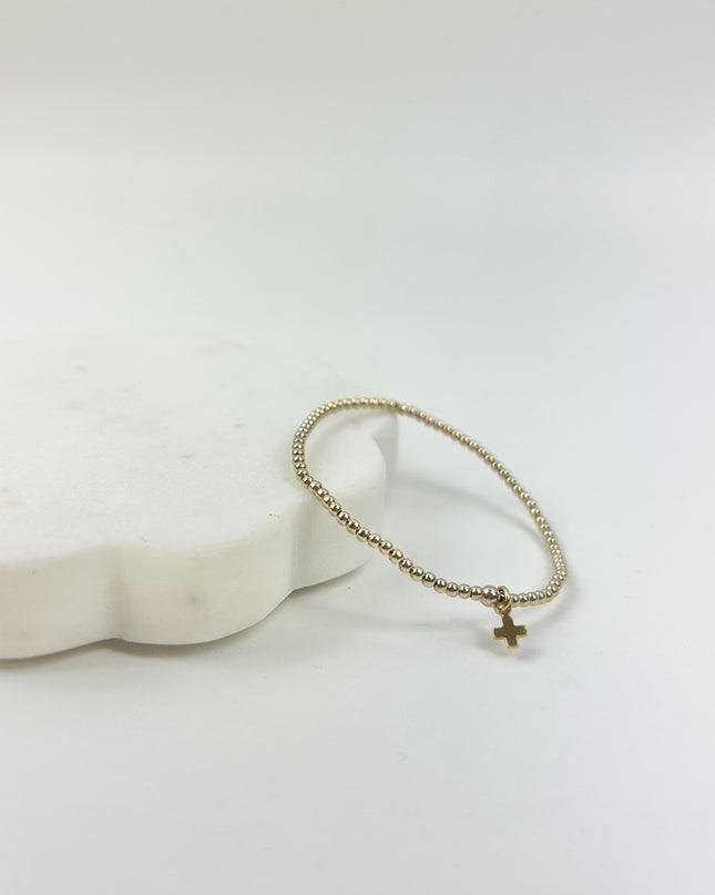 eGirl Signature Cross Small Charm 2mm Gold Bracelet Bracelets in at Wrapsody