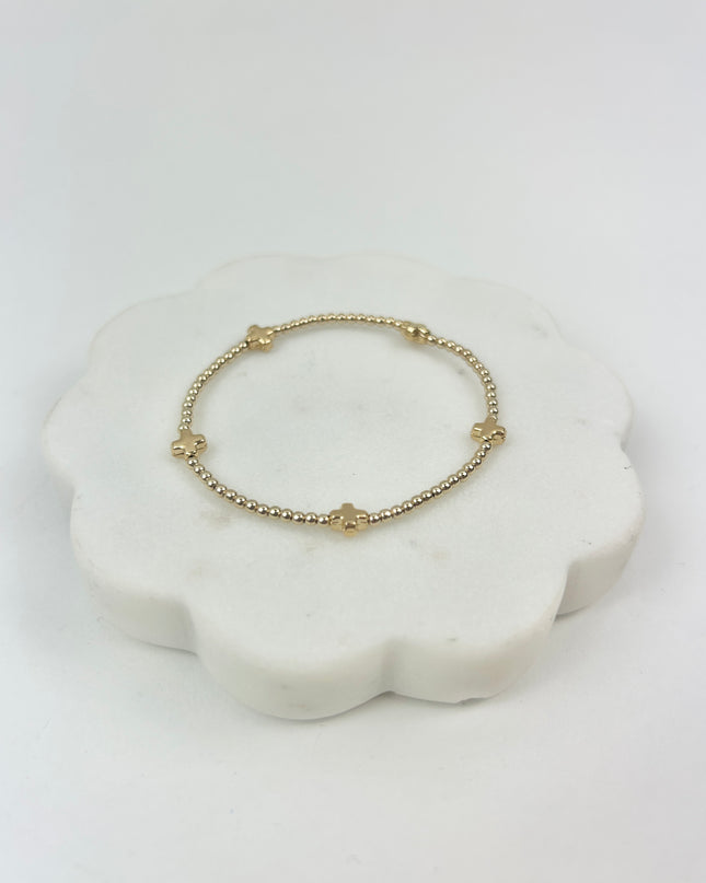 eGirl Signature Cross Small Pattern 2mm Bracelet - Gold Bracelets in at Wrapsody