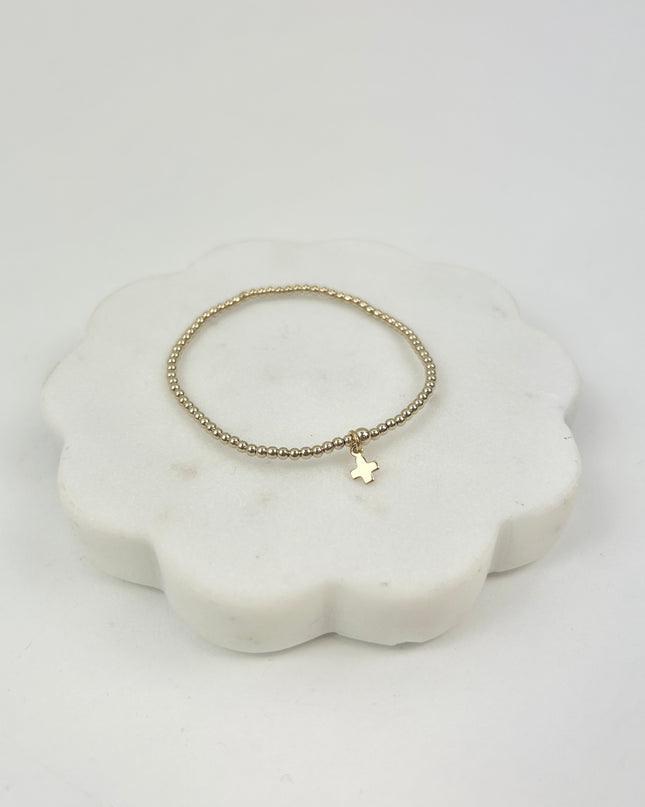 eGirl Signature Cross Small Charm 2mm Gold Bracelet Bracelets in at Wrapsody