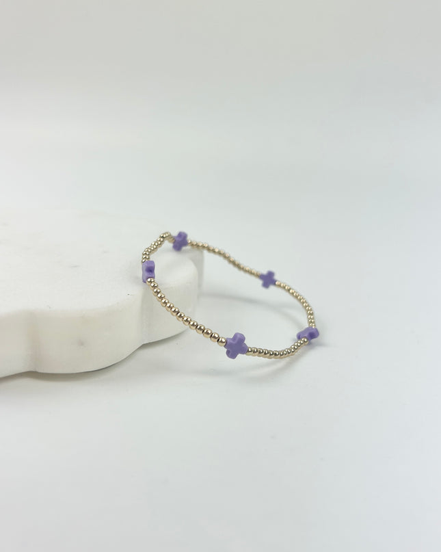 eGirl Signature Cross Small Pattern 2mm Bracelet - Purple Bracelets in at Wrapsody
