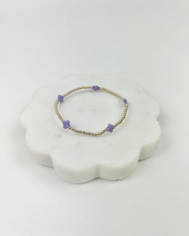 eGirl Signature Cross Small Pattern 2mm Bracelet - Purple Bracelets in at Wrapsody