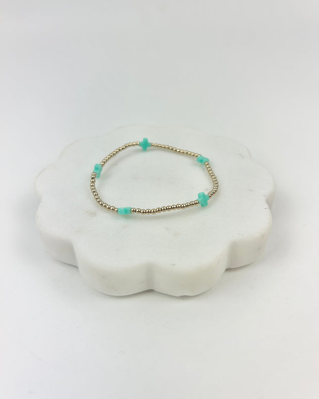 eGirl Signature Cross Small Pattern 2mm Bracelet - Mint Bracelets in at Wrapsody