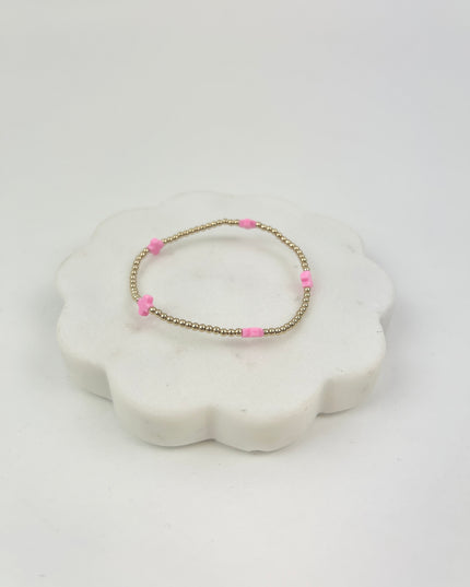 eGirl Signature Cross Small Pattern 2mm Bracelet - Bright Pink Bracelets in at Wrapsody