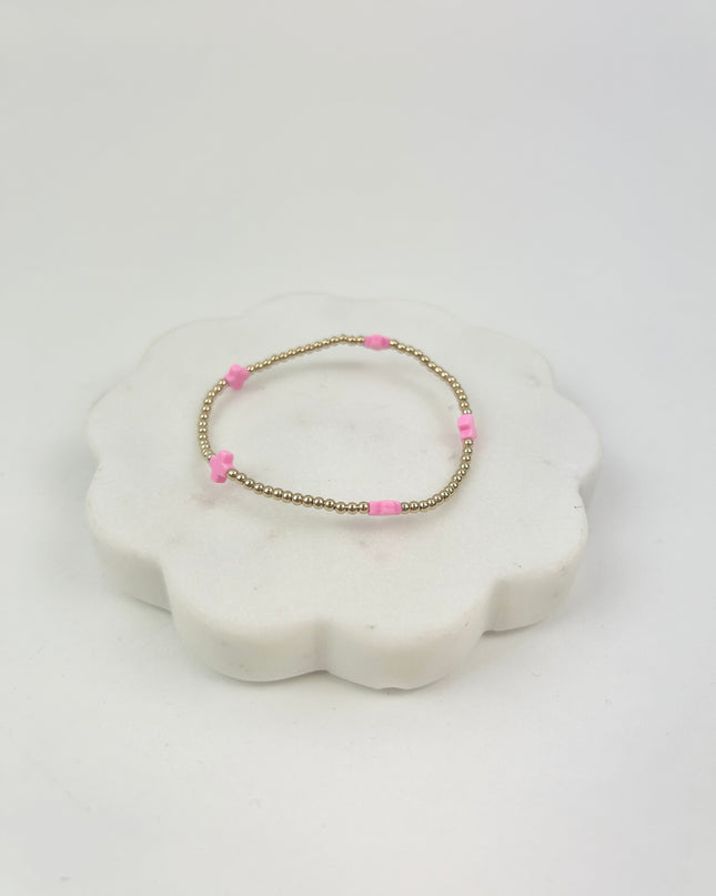 eGirl Signature Cross Small Pattern 2mm Bracelet - Bright Pink Bracelets in at Wrapsody